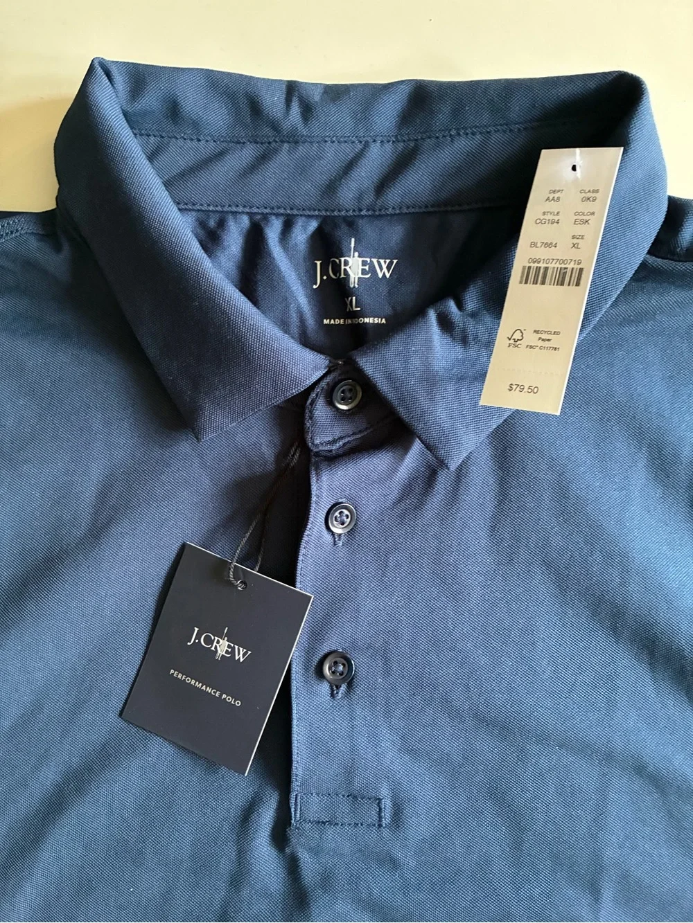 J. Crew Men's Navy Performance Polo
